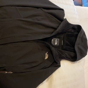 Black Fleece Lined Hooded North Face Zip Jacket